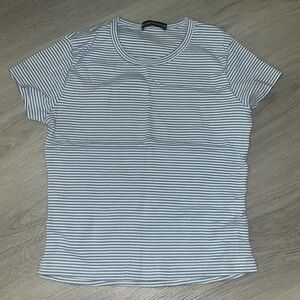 Brandy Melville White and Blue Stripped Top One Size